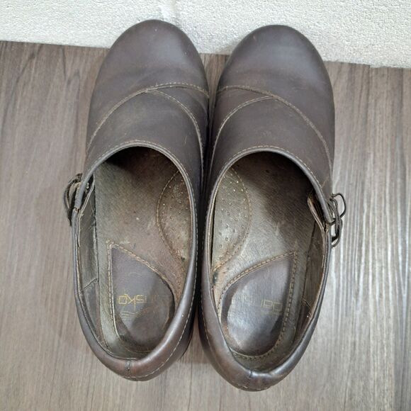 Dansko Casual Clogs Dark Brown Leather Slip On Ankle Boots Women's Size 5.5-6 - Picture 6 of 8